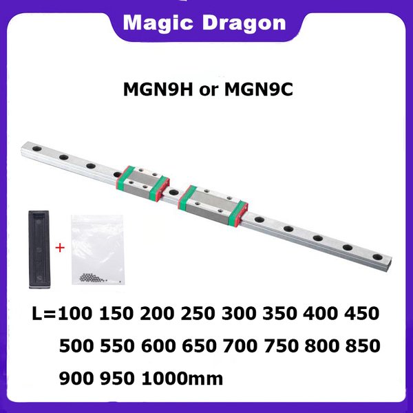 NOUVEAU Rail linéaire 9 mm MGN9 100 150 200 250 300 350 400 450 500 600 800 1000 mm + Bloc MGN9H ou MGN9C pour Imprimante 3D CNC