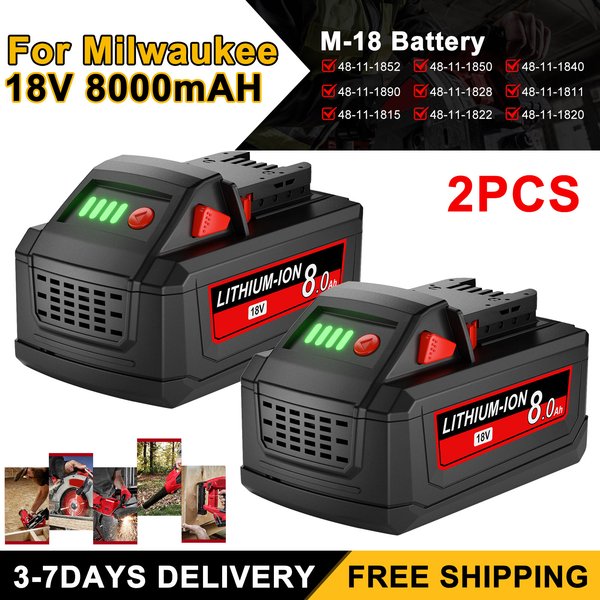Für Milwaukee M18 18V Akku 8000mAH Li-Ion Akku 48-11-1815 48-11-1850 Wiederaufladbarer Elektrowerkzeug-Akku mit 6A Ladegerät
