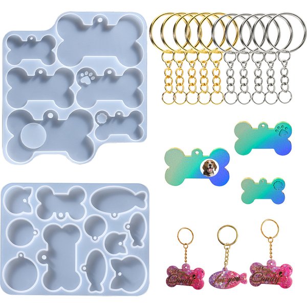 Moule en Silicone pour étiquette de chien et de chat, en forme d'os de chien, en résine époxy pour bricolage d'animaux de compagnie, porte-clés, collier, pendentifs, moules en résine époxy, artisanat