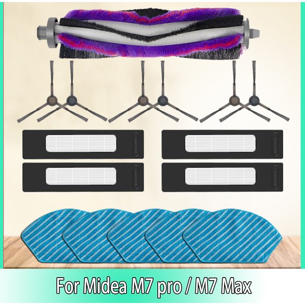 Hauptseitenbürste HEPA-Filter Mops Tuch für Midea M7 PRO /M7 MAX Roboter Staubsauger Zubehör Ersatz