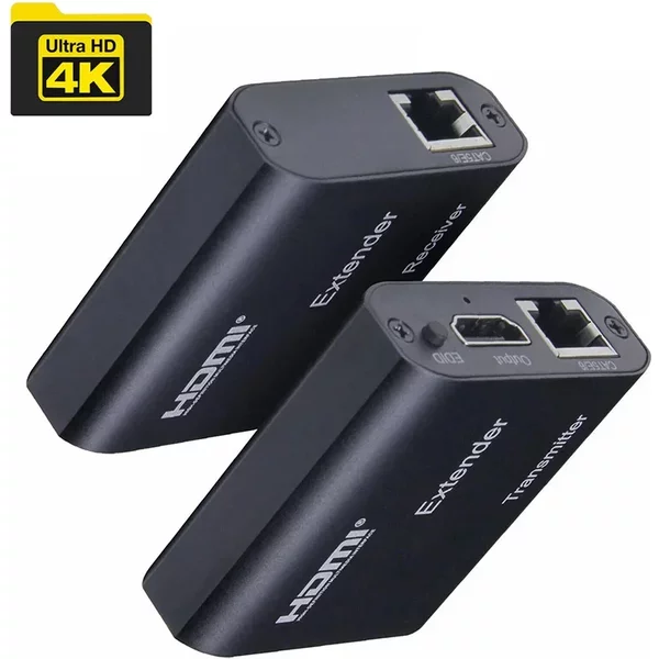 Extenseur HDMI 4K sur un seul câble RJ45 Cat5e/6 jusqu'à 120 m avec sortie audio vs Extenseur HDMI Ethernet 1080P 60 m pour PC, ordinateur portable, DVR, TV