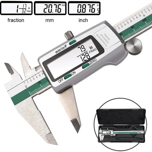 ET50 Digitaler Messschieber aus Edelstahl, 150 mm Bruchteil / MM / Zoll, 0,01 mm hochpräziser Messschieber