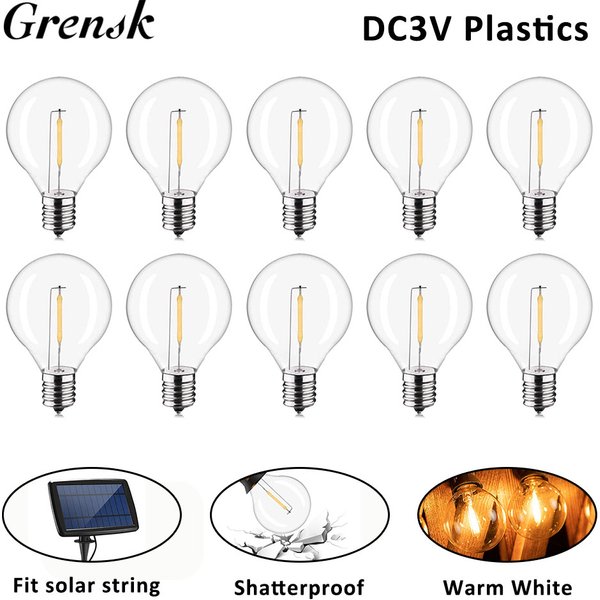 Ampoules de remplacement en plastique G40 DC3V pour guirlandes solaires, douilles à vis E12, lampe LED décorative incassable, éclairage de camping-car