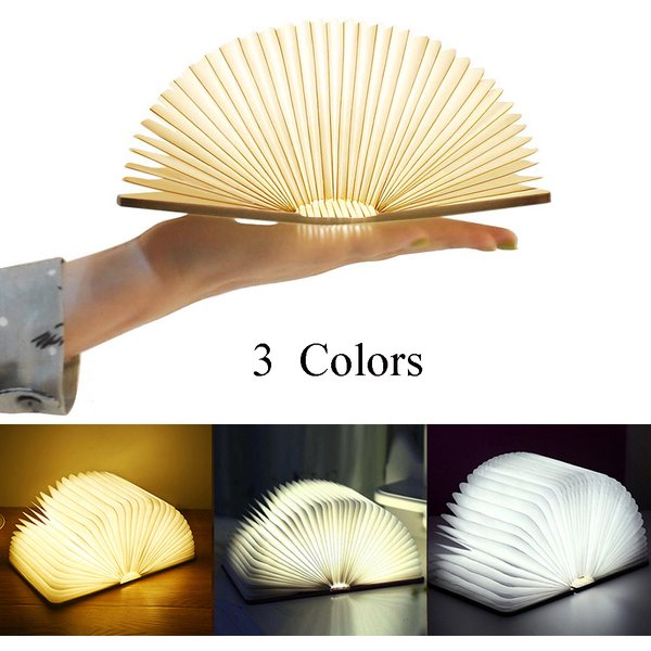 LED pliable livre lumière créative en bois livre lumineux pour enfants enfants anniversaire vacances cadeau de noël lampe de nuit Rechargeable