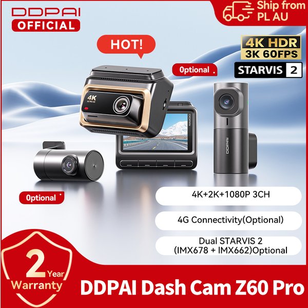 DDPAI 4K Dashcam Z60 Pro HDR-Unterstützung Front- und Innenkamera SONY STARVIS2 678 Sensor 5GHz Wi-Fi GPS ADAS 4G Auto-DVR
