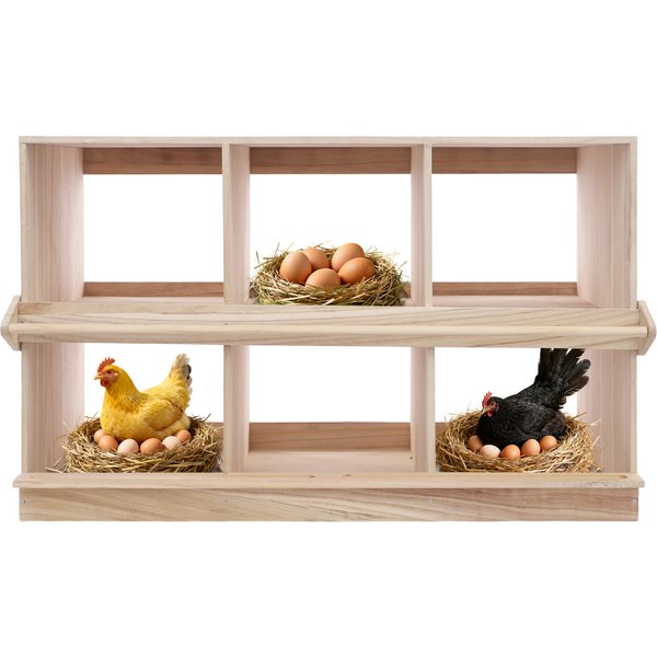 Nichoir à poules à 6 compartiments, 9,97 kg, maison de ponte multi-grilles pour poules, cage de ponte rustique en bois pour volailles, habitat d'élevage de volailles sur pied pour la ferme et le