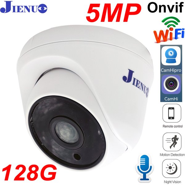 JIENUO 5MP Dome Wifi IP Camera 128G 64G 32G Cctv Security Surveillance Wireless Infrared Night Vision Onvif 1080P Home Cam CamHi