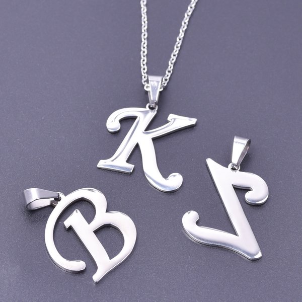 A-Z Initial Letters Pendant Necklace English Alphabets Stainless Steel Necklaces For Women Men Accessories Fashion Jewelry Gift