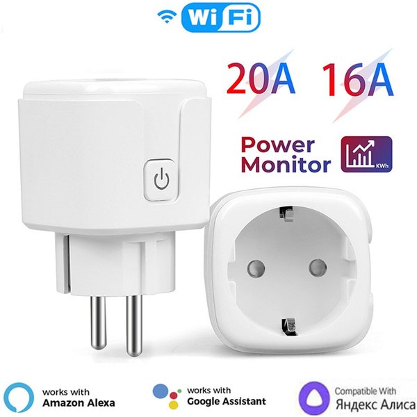 Smart Plug WiFi-Steckdose EU 16A/20A mit Power Monitoring Timing-Funktion funktioniert mit Alexa, Google Home, Alice, SmartThimg