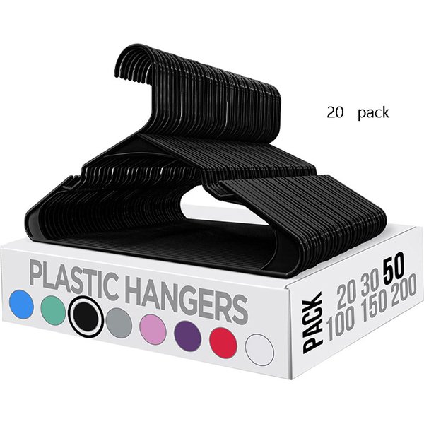 Cintres en plastique pour manteaux et chemises, gain de place, usage quotidien standard, essentiels de la pièce et basiques, 20 pièces