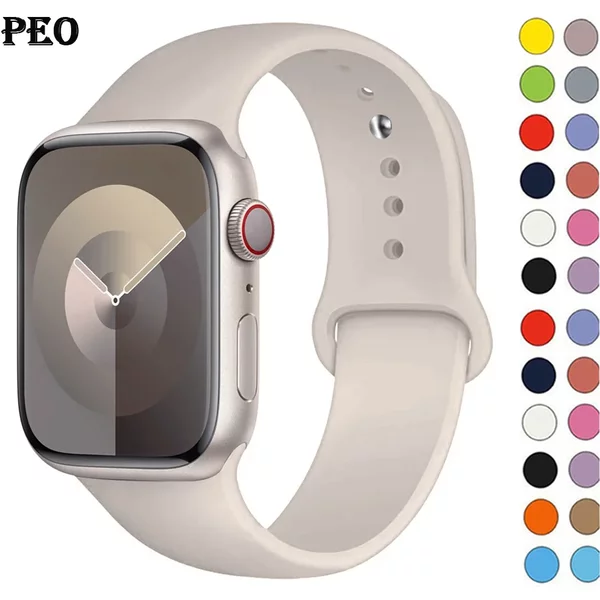 Bracelet sport en silicone pour Apple Watch, 44mm, 45mm, 40mm, 41mm, 42-38mm, 45mm, iWatch Series 8, 7, 6, 5, 4, 3, SE 9, Ultra 2, 49mm