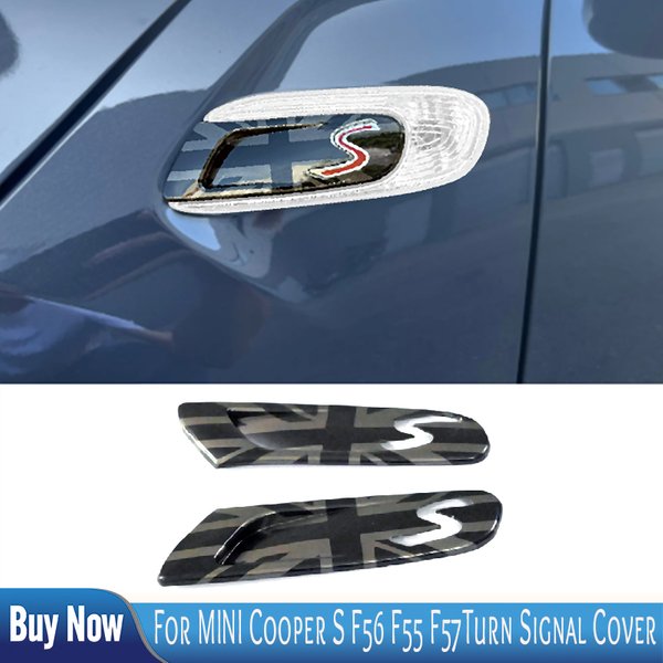 Die schwarze Flagge für MINI Cooper S F56 F55 F57 Auto-Seitenkotflügel-Markierungsleuchte, Gehäuseabdeckung, Zubehör, 2 Stück/Set