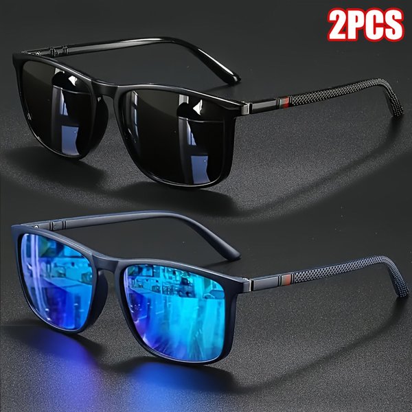 1 ou 2 paires de lunettes de soleil polarisées carrées vintage de luxe UV400 pour hommes et femmes, idéales pour le cyclisme, la conduite, la pêche et les voyages