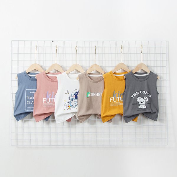 T-shirts d'été pour enfants garçons filles gilets sans manches dessin animé T-shirt hauts 100% coton confortable enfants T-shirt vêtements mode nouveau