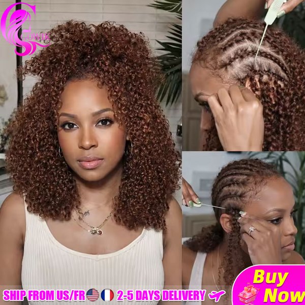 30 pouces # Extensions de cheveux humains au crochet 4 couleurs marron, ondulations profondes, ondulations aquatiques, bouclées birmanes, pré-séparées, sans nœuds, à nœuds invisibles, pour tresses