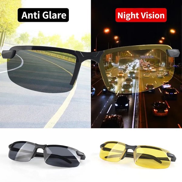 Lunettes de Vision nocturne hommes Anti-éblouissement conduite demi-monture lunettes de soleil pour conducteur lunettes de Sport en plein air femmes lunettes de jour et de nuit