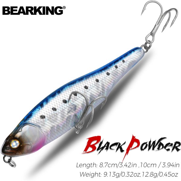 BEARKING poudre noire 10 cm 8.7 cm modèle chaud leurres de pêche appât dur 30 couleur crayon qualité appât professionnel marche chien action