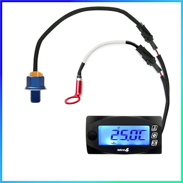 Koso Motocyklowy MINI 4 DUAL TEMP METER Czujnik Temperatury Cylindra Temperatury Oleju Napięcia Czasu Kwadratowy Wskaźnik