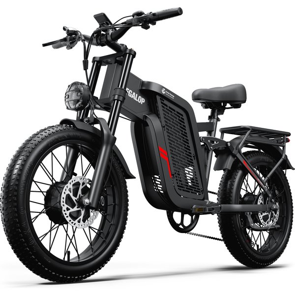 F7 Elektrofahrrad für Erwachsene 48V25Ah Herausnehmbarer Akku 65KM Reichweite Hydraulische Scheibenbremsen & Doppelte Federung 20'' Schneereifen E-City Mountainbike
