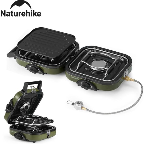 Réchaud à gaz pliable double Naturehike amélioré, équipement de cuisson portable pour l'extérieur, réchaud de camping ultraléger à double brûleur