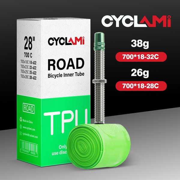 CYCLAMI Ultralight Bike TPU Inner Tube 700C 700 X18 32 Road Bicycle TPU Material Tire 45mm 60mm Length French Valve Super Light
