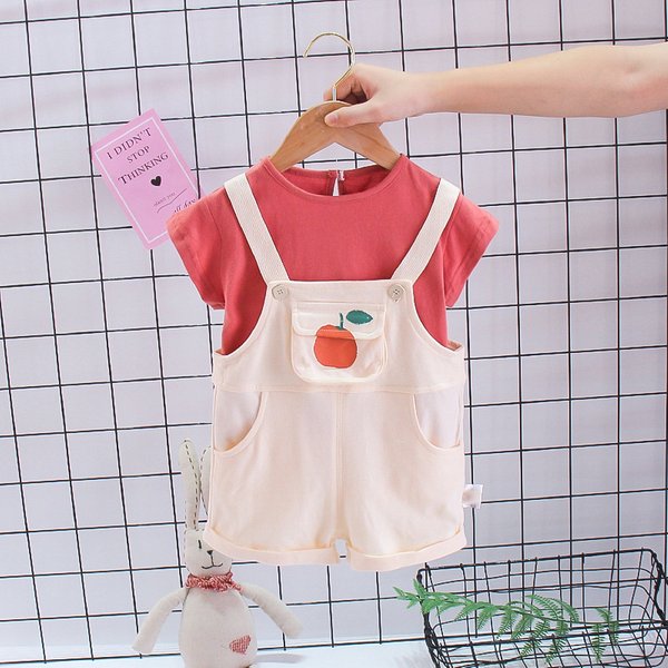 Kleidungssets für Babys im Alter von 0-5 Jahren, süße Baumwoll-Kurz-T-Shirts + Overalls für Kleinkinder, Sommeranzüge