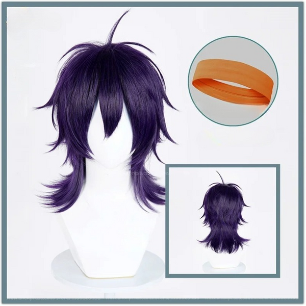 Anime Narancia Ghirga Synthetisches Haar Unisex 42cm Dunkelviolette Cosplay Anime Perücke Hitzebeständige Haare Party-Perücken