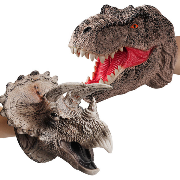 Marionnette à main dinosaure en caoutchouc vinyle souple, tête d'animal, jouets, gants pour enfants, modèle cadeau pour enfants