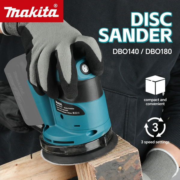 Ponceuse orbitale aléatoire Makita 18V DBO180Z, sans fil rechargeable, idéale pour poncer le bois, le mastic et polir, outil nu uniquement