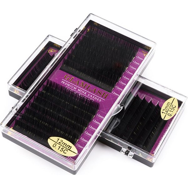 GLAMLASH Wholesale 16Rows BCCCD Curl Natural Mink Single Eyelash Extension Premium Individual Fake False Eye Lashes