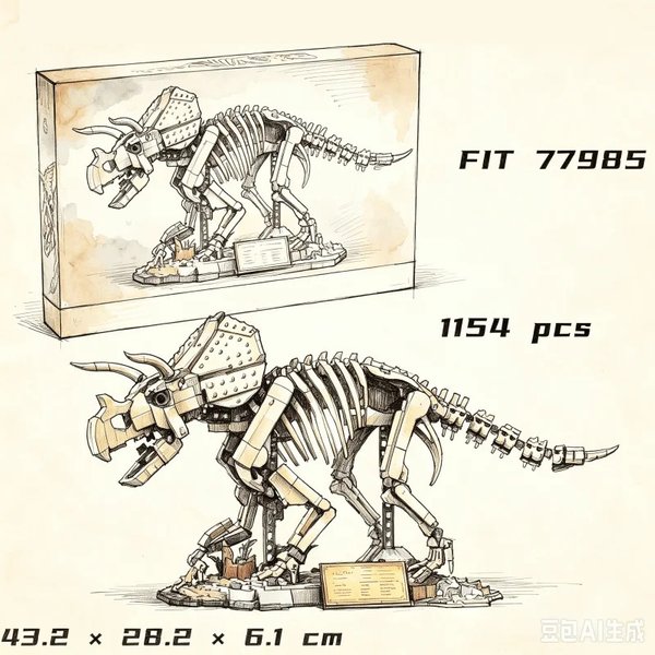 Nouveauté 2026, compatible, 1154 pièces, blocs de construction de fossiles de dinosaures articulés, jouets, modèle d'exposition de film, cadeaux d'anniversaire
