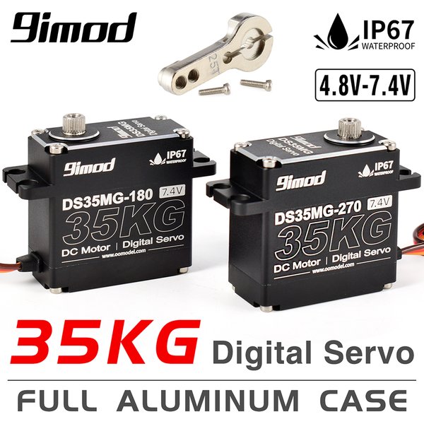 9imod DS35MG 35kg Servo étanche 180 ° /270 ° Boîtier entièrement en aluminium, engrenage en acier inoxydable, couple élevé pour voiture RC 1/8 1/10