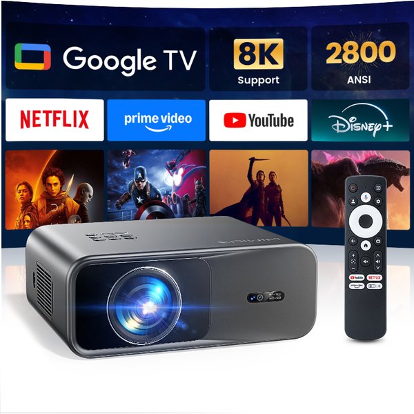 Wimius G1 4K Google TV Projektor mit Autofokus, WLAN, Hochwertiger Full HD 1080P Heimkino-Beamer, Intelligenter Projektor für Filme