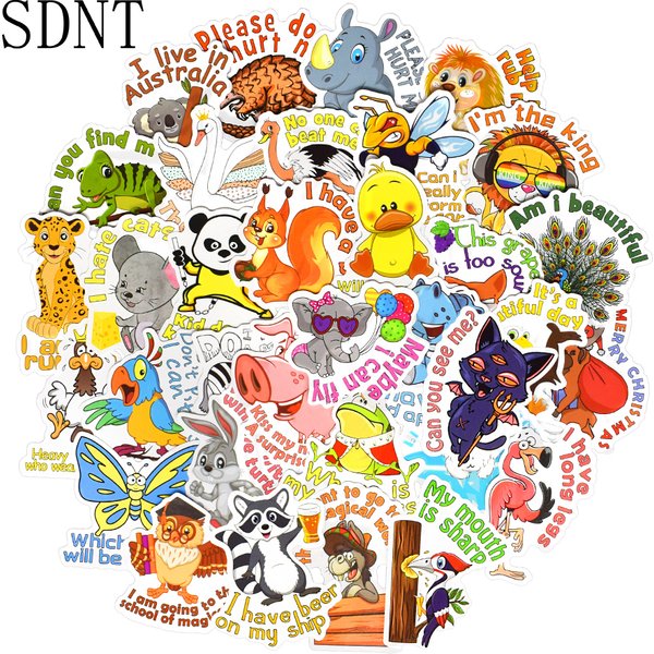 50 PCS Proverb Animal Stickers for Kids Funny Cartoon Animal Cute Stickers Set DIY Bike Fridge Car Scrapbook Reward Sticker Kids