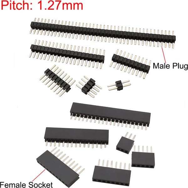 10 pièces 1.27mm simple rangée mâle femelle prise Breakaway carte PCB broche en-tête connecteur 1.27 bande Pinheader 2P-50 broches