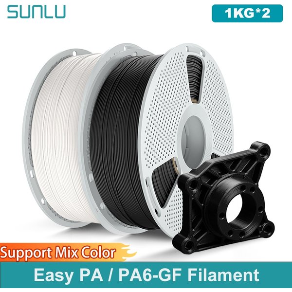 SUNLU 2 kg einfach zu bedruckendes Nylon/PA6-GF-Filament, hitzebeständiges 3D-Drucker-Filament, keine Risse, keine Verrumpfung, 3D-Filament