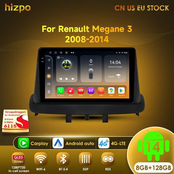 Hizpo Android GPS Auto Radio Für Renault Megane 3 2008-2014 Stereo Multimedia Video Player DSP CarPlay Keine 2din 2 Din DVD 6115