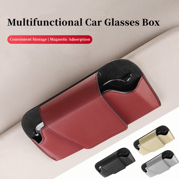 Auto Brille Fall Auto Sonnenblende Leder Brille Halter Sonnenbrille Clip Karte Ticket halter Multifunktions-Auto Innenraum Lagerung