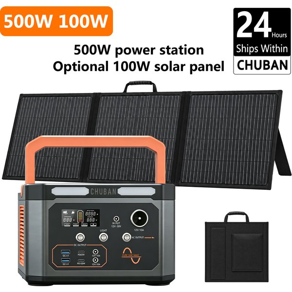 Przenośna stacja zasilania, generator solarny z opcjonalnym panelem solarnym 100W do kempingu, domu, awaryjnego zasilania, na zewnątrz, do kampera.