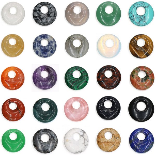 Perles Rondes en Pierre Naturelle avec Grand Trou pour Bijoux, 5 Pièces Aléatoires, 18mm, 5.5mm, Clip, Agate, pour Cadre, Bracelet, DIY