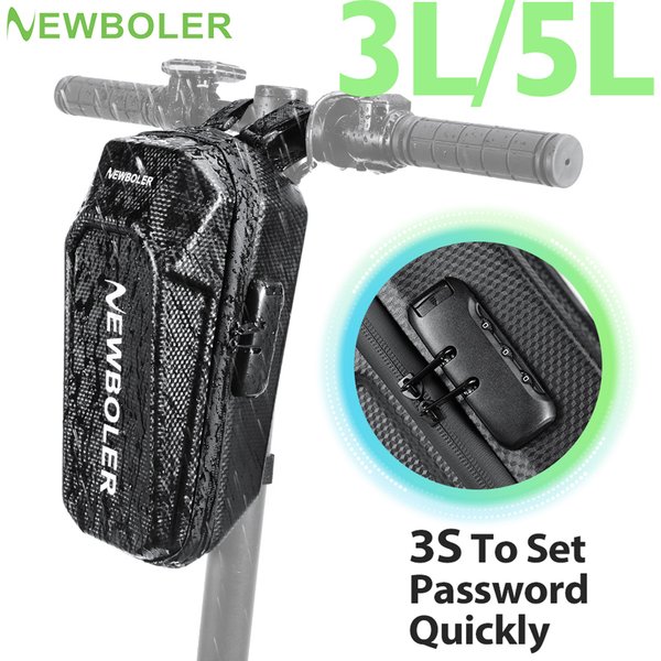 NEWBOLER 3L/5L Elektroroller-Tasche Zubehör Elektrofahrzeug-Tasche mit Zahlenschloss Wasserdichte Roller-Vordertasche Fahrradtasche