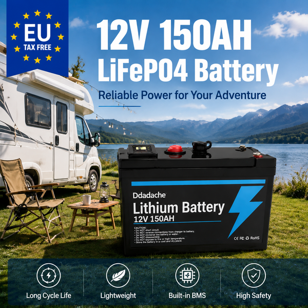Deep-Cycle-LiFePO4-Batterie 12V 150Ah Wiederaufladbare Lithium-Batterie mit über 4000 Zyklen, Multifunktionsbatterie für Beleuchtungsausrüstung, Power Wheels, Solar-Wind-Energieerzeugung, kleine