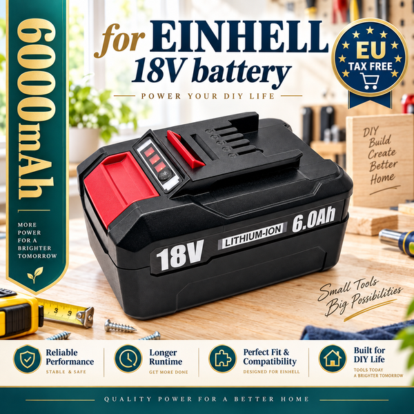 Polen-Lager 18V 6000mAh Akku für Einhell Power X‑Change Fit 4511396 4511437 neu PXBP‑600 PX‑BAT52 Wiederaufladbarer Akku für kabellose Werkzeuge