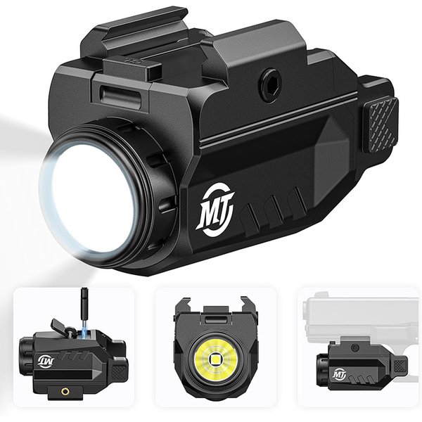 Lampe de poche Picatinny 1000 Lumens, lumière de chasse rechargeable, mode stroboscopique, compatible avec le rail G-lock et Picatinny réglable