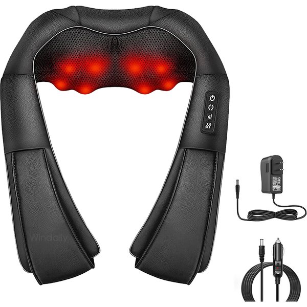 Masseur de cou et d'épaule Shiatsu 4D avec chaleur, masseur électrique pour le dos, oreiller de Massage pour pétrissage, Muscle complet du corps, usage domestique et en voiture