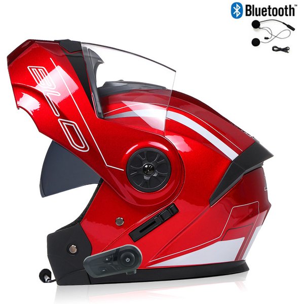 Casques De Moto Bluetooth pour hommes Casque intégral pour motos homme Motocross Kask Casque rabattable De Moto certifié DOT BLD