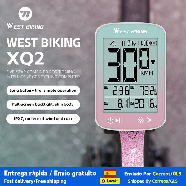 WEST BIKING Intelligenter GPS-Fahrradcomputer mit Großem Bildschirm, Kabelloser Fahrrad-Tachometer, IPX7 Wasserdicht, Leichter Fahrrad-Kilometerzähler