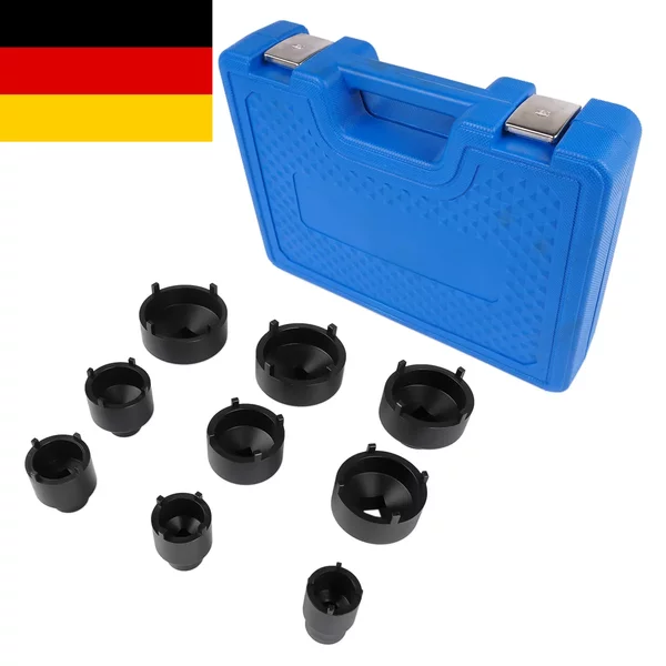 AP03 9-teiliges Mutternschlüssel-Set für Außengewinde 12,5 mm (1/2 Zoll) KM4 - KM5 - KM6 - KM7 - KM8, 20 mm (3/4 Zoll) KM9 - KM10 - KM11 - KM12