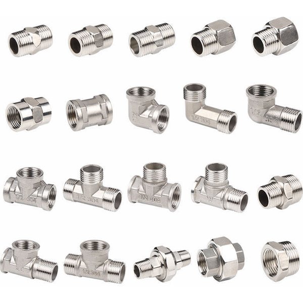 Fil intérieur de Joint en acier inoxydable, fil intérieur et extérieur directement au fil, coude en T DN20 à DN15, eau de plomberie à diamètre Variable