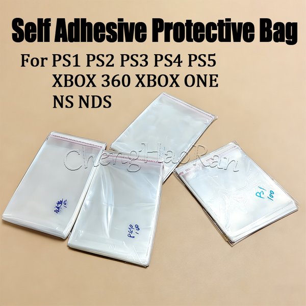 100 Stück selbstklebende Schutzbeutel für PS1 PS2 PS3 PS4 PS5 Xbox360 One NS NDS WII Game Box staubdicht feuchtigkeitsbeständig